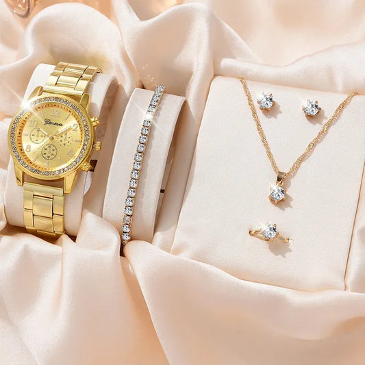 Glamour Timepiece & Jewelry Ensemble